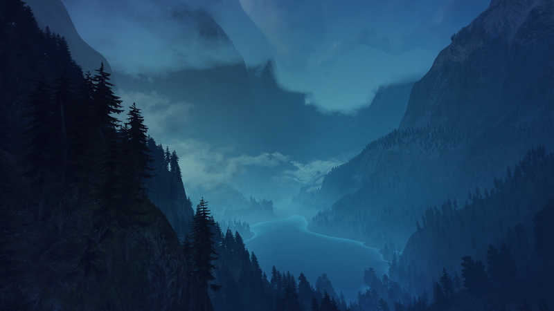 the Witcher 3 wild hunt, two, water, mountains, illustration, night, 4K, body, fog, forest