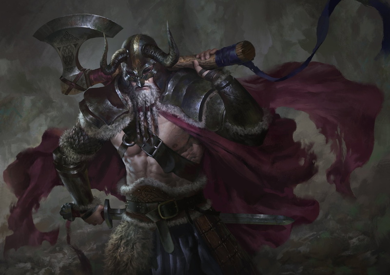 Fantasy, Viking, Warrior, Helmet, Sword, 1080P, Axe