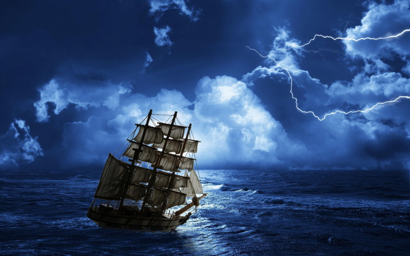 seas, boats, blue, stormy, 2K, storm, beautiful, dark