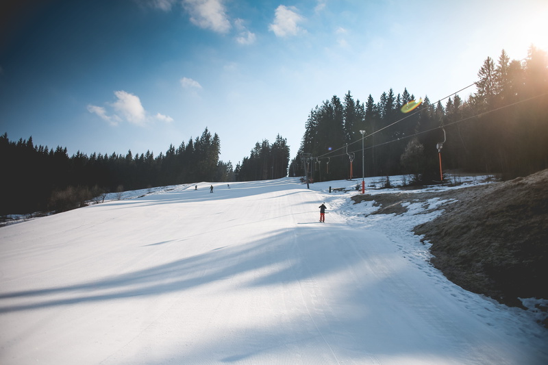 cold - Temperature, forest, snow, slope, sunlight, beauty in nature, skiing, vacations, blue, sport, outdoors, lifestyles, holiday, scenics, mountain, ski