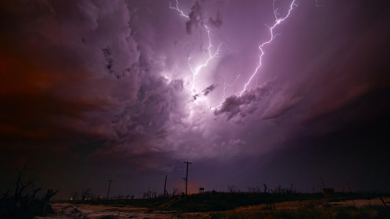 4K, bad weather, clouds, night, lightning strikes, lightning