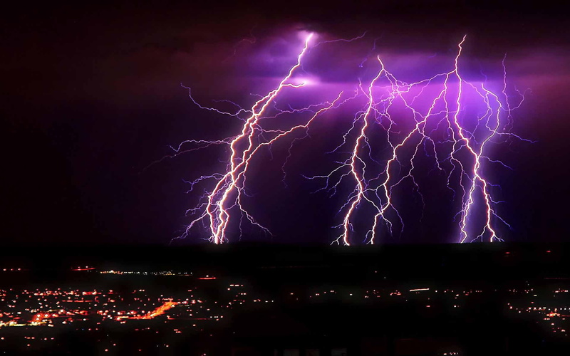 city, 1080P, strike, 3d and abstract, lightning, nature