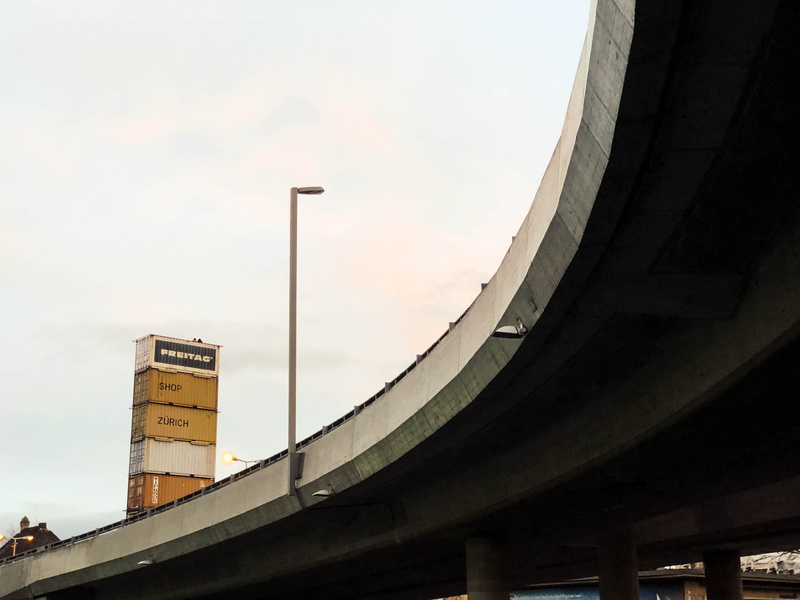 4K, connection, freitag flagship store zürich, elevated road, overpass, nature, cloud - sky, day, zürich, architecture, built structure, no people, communication