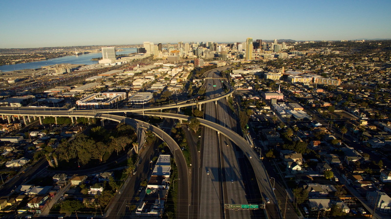 bridge, city, dji phantom3, transportation, skyscraper, building, connection, building exterior, cityscape, bay, 4K, nature, barrio logan, united states