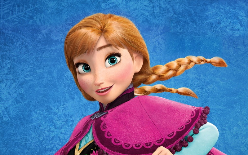looking at camera, portrait, adult, beautiful woman, frozen, one person, indoors, disney, blue, females, princess, women, hair, 4K, anna, blue background