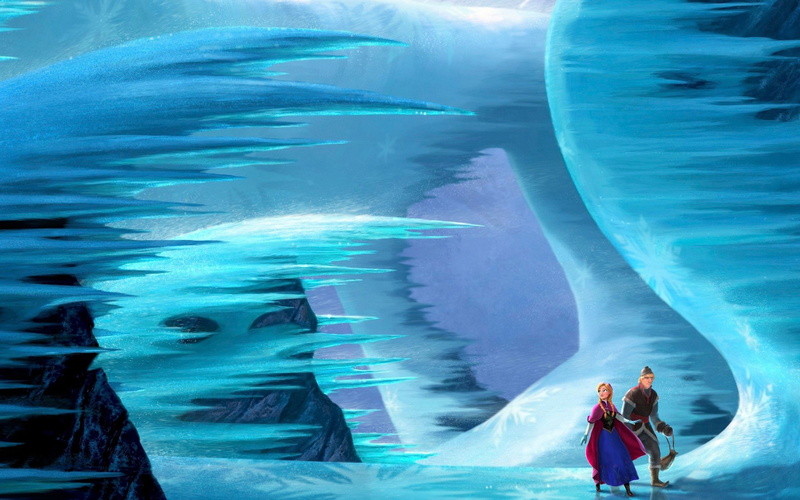 warm clothing, blue, standing, Frozen, women, people, Arendelle, Movie, togetherness, water, 1080P, emotion, ice, full length, two people, sea, couple - relationship