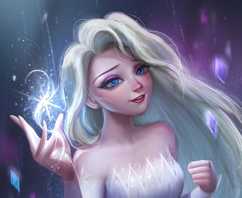 White Hair, Girl, 1080P, Movie, Blue Eyes, Elsa (Frozen), Frozen 2