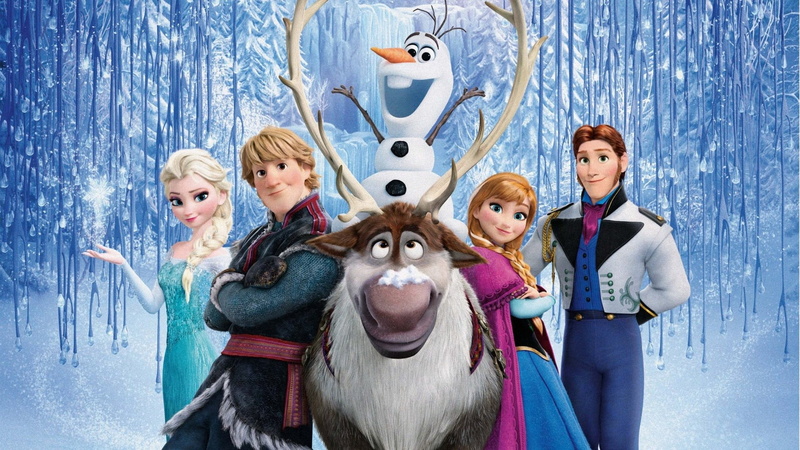 warm clothing, christmas, poster, disney, portrait, men, young women, deer, adult, young adult, group of people, males, snow, frozen, Frozen (movie), 1080P