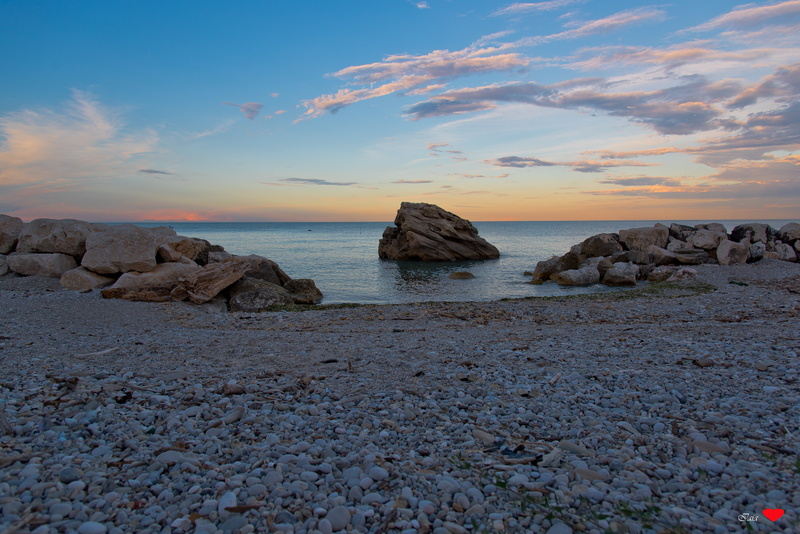 beach, landscape, sunset, sky, rock - Object, shoreline, grey, near, nature, coastline, daytime, stone, 5K, sea