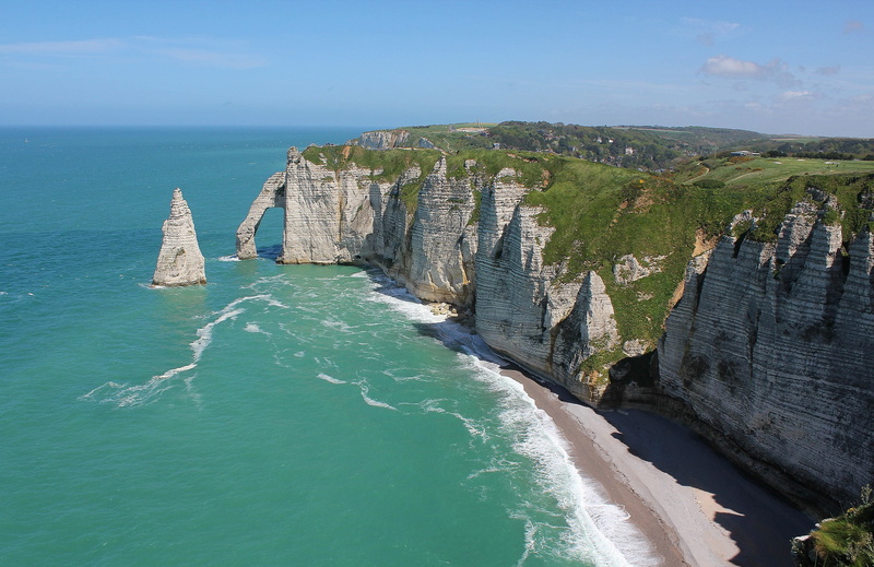 day, 1080P, nature, sea, beach, horizon over water, rocky coastline, rock, water, scenics - nature, cliff, rock formation, Normandie, beauty in nature