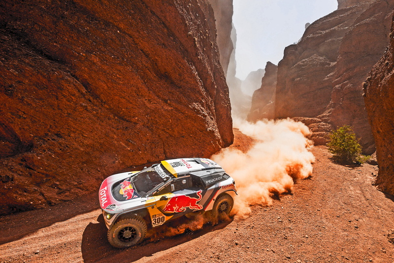 3008, Speed, Peugeot, Rally, 2K, Dust, Dirt, Heat, Race, Gorge, Mountains, Rocks, Red Bull, Sport, Day, Lights, Peugeot 3008 DKR, Dakar, DKR