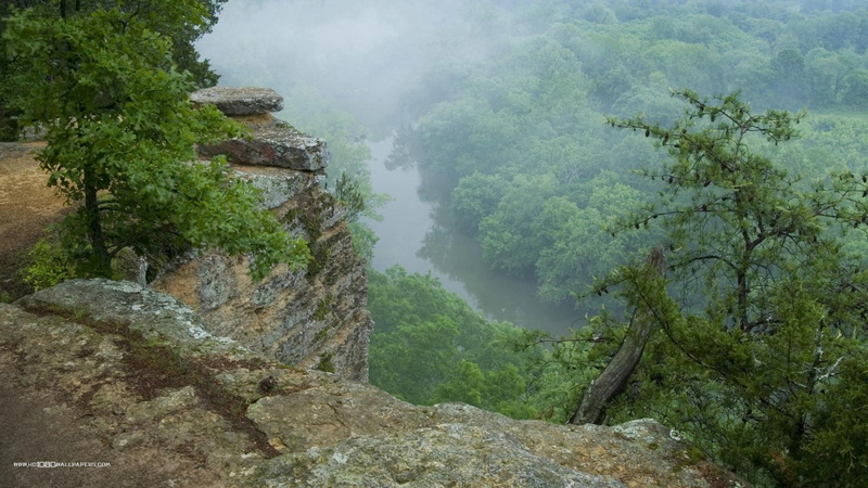 river, trees, tennessee, haze, 3d and abstract, gorge, 1080P