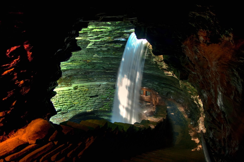 dlbdata, waterfall, water, park, cascade, 3d and abstract, watkins glen, 2K, cavern