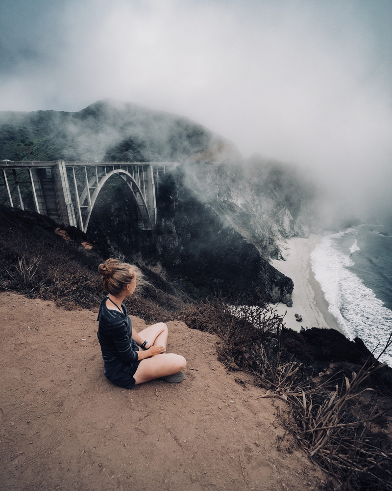 mist, females, lifestyles, young Adult, dark, beauty In Nature, people Traveling, ocean, journey, monterey, top view, tourist, one Person, adult, female