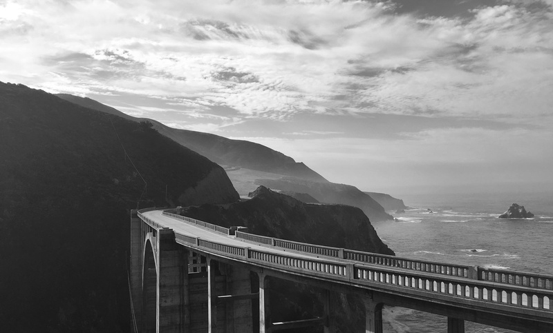 no people, tranquility, roads, morning, highway, tranquil scene, coastal, mountain, coast, bridge, built structure, outdoors, califoria, bixby bridge, united states