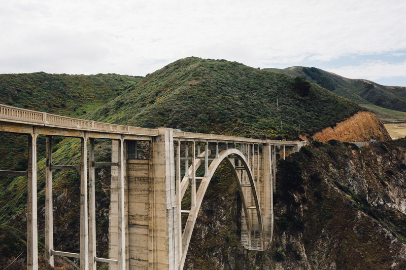 connection, bridge - man made structure, environment, non-urban scene, tree, tranquility, outdoors, bixby, bridge, 5K, plant, california, no people, transportation