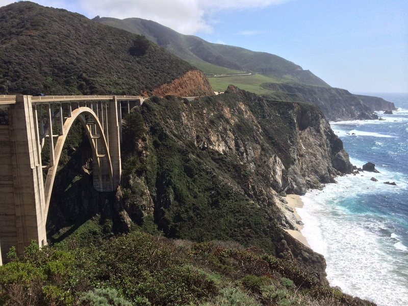 connection, bridge - man made structure, outdoors, 1, land, structure, sea, arch bridge, ocean, blue, tranquil scene, pacific, coast, sky, architecture