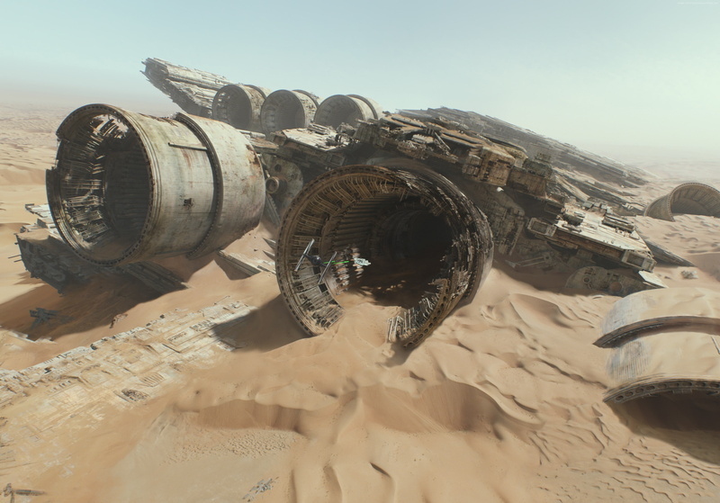Star Wars, Star Destroyer, desert, crash, Star Wars: The Force Awakens, 4K