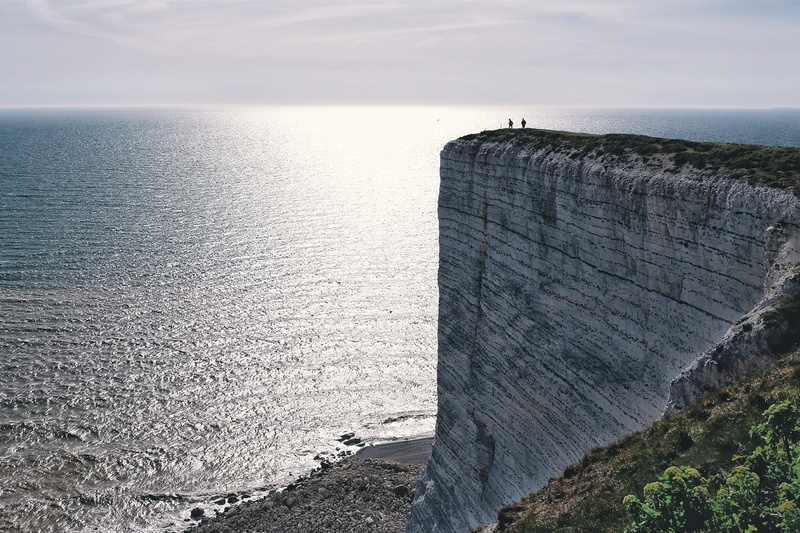 seaside, sea, scenics, person, body, two, rock, mountain, near, silhouette, travel, built structure, chalk, travel destinations, no people, 2K, landmark