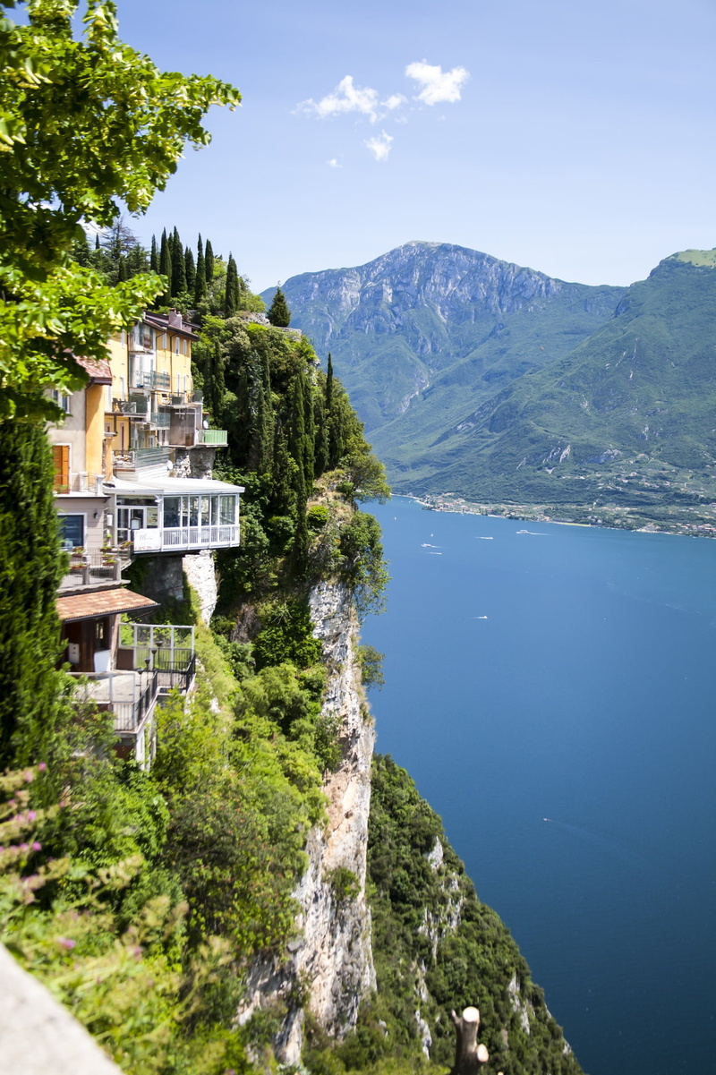 formation, tranquil scene, garda, sky, no people, plant, green color, alpine, tranquility, building exterior, non-urban scene, architecture, mountain range