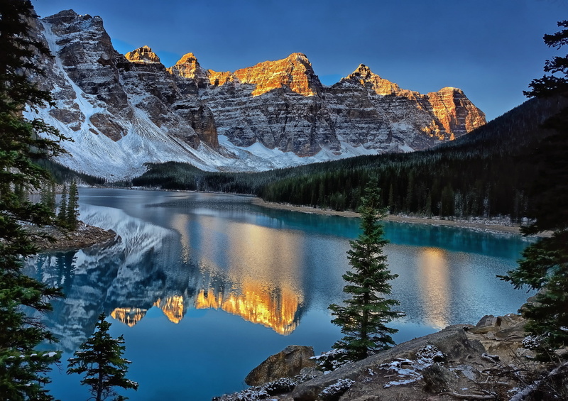 Valley of the Ten Peaks, mountains, Banff National Park, reflection, Canada, Moraine Lake, 1080P