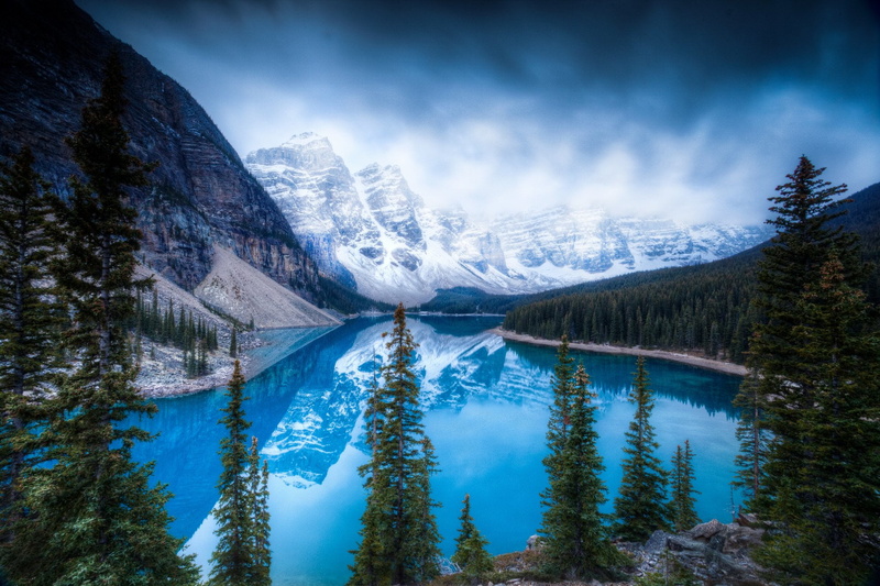 Canada, beauty in nature, Mountain, water, Banff National Park, winter, mountain range, Canadian Rockies, scenics - nature, Valley Of Ten Peaks, Reflection