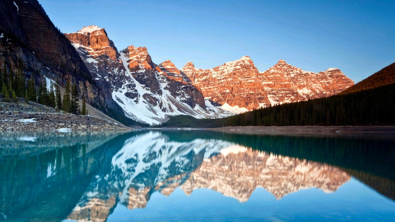 beauty in nature, idyllic, ten peaks, alberta, non-urban scene, banff national park, scenics - nature, formation, mountain range, snowcapped mountain, reflection