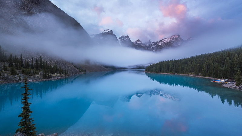 tranquility, cloud - sky, water, cloud, 1080P, canada, sky, landscape, mount scenery, cloudy, national park, banff national park, outdoors, mountain range