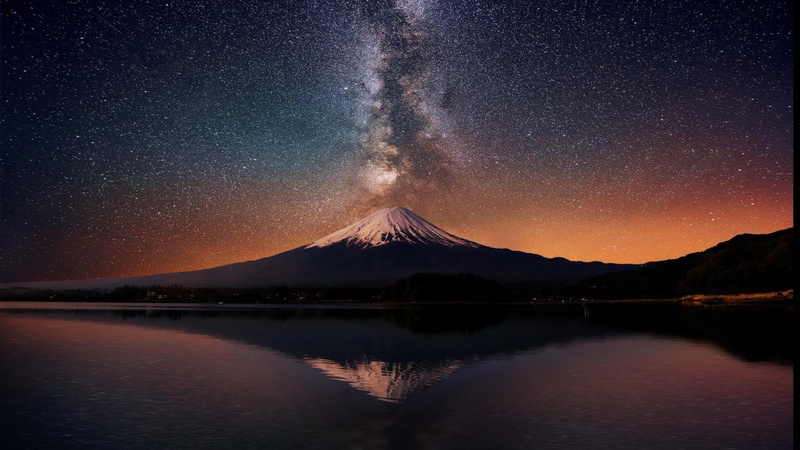 mountain range, mountains, no people, tranquility, stars, 1080P, milky way, dark, astronomy, night, planet, star - space, nature, water, mountain, galaxy