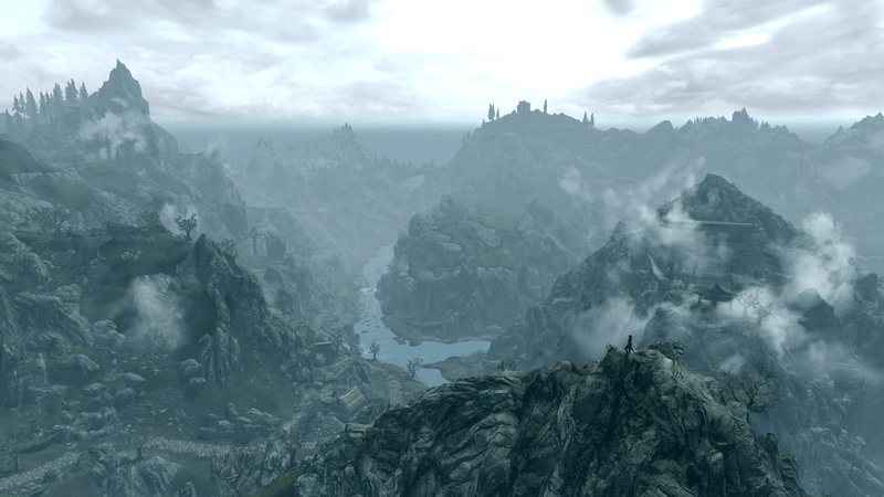 mountain, 1080P, flowing, video games, tranquil scene, mountain range, tranquility, idyllic, cold temperature, environment, day, fog, flowing water, beauty in nature