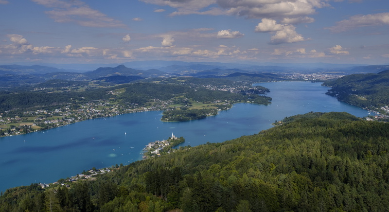 mountains, glacial lake, alpine, no people, high angle view, non-urban scene, growth, nature, austria, cloud - sky, panorama, idyllic, sky, environment