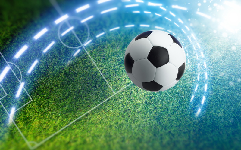 the trajectory of a curveball, OLE-OLE-OLE-OLE, the ball, football, soccer field, stadium, ., art, 4K, lights train, abstraction, football field