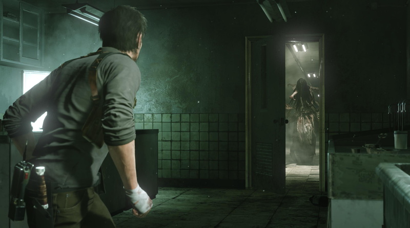 one person, night, young men, Console Games, PS4, men, contemplation, side view, young adult, looking, indoors, adult, standing, The Evil Within 2 - PS4