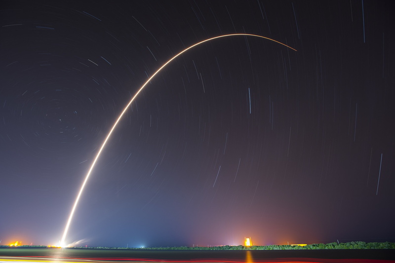 Falcon 9, space, long exposure, rocket, SpaceX, 2K, stars, nature