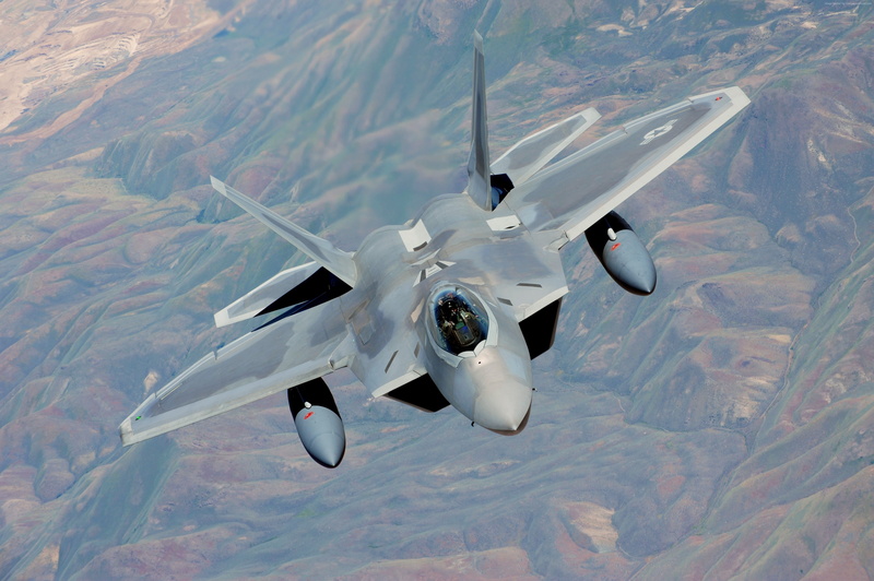 air superiority fighter, water, aggression, military, plane, nature, high angle view, flying, outdoors, day, mode of transportation, 4K, U.S. Air Force