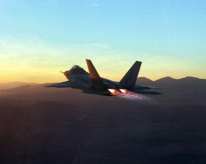 nature, plane, lockheed martin f 22 raptor, orange color, airplane, copy space, outdoors, tranquil scene, beauty in nature, sunset, transportation, scenics - nature
