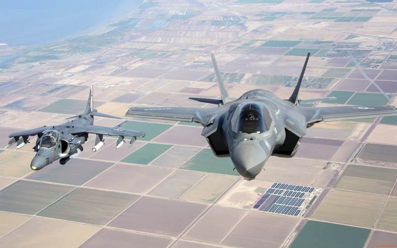 Lockheed Martin F-35 Lightning II, 2K, USMC, military aircraft, jet fighter, AV-8B Harrier II, aircraft