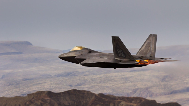 1080P, aircraft, afterburner, F-22 Raptor, military aircraft