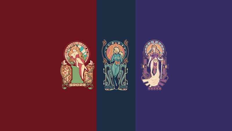 The Legend of Zelda, Samus Aran, 1080P, minimalism, video games, Nintendo, Princess Zelda, Zelda, collage, Metroid, Super Mario, Princess Peach