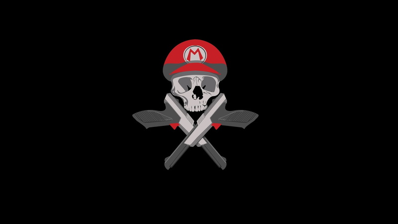 shape, toy, human limb, black background, skull, 1080P, red, indoors, Nintendo, copy space, video games, cut out, front view, people, single object, representation