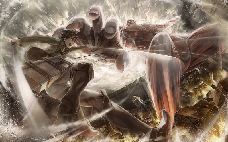 close-up, Shingeki No Kyojin, digital composite, Colossal Titan, animal wildlife, land, water, smoke - physical structure, sunlight, Anime, day, plant