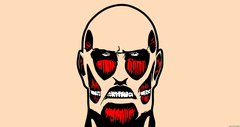 Face, Colossal Titan, Anime, Attack On Titan, Minimalist, 8K
