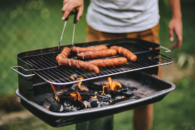 nature, fire, outdoors, grill, food, day, burning, flame, kielbasa, picnic, summer, gourmet, freshness, roasted, people, cooking, hand, front or back yard