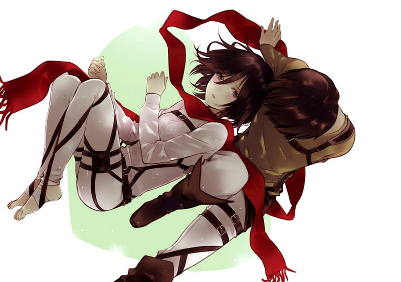 ackerman, jaeger, mikasa, shingeki, 720P, white, yasai, kyojin, getsu, scarf, eren, blush