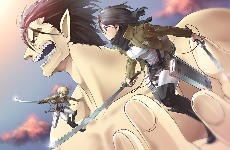 girls, anime, eren, titans, shingeki, mikasa, jaeger, kyojin, boys, ackerman, 1080P, arlert, armin