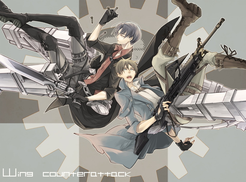 720P, jaeger, gun, shingeki, q xxx d, weapon, eren, rivaille, boots, male, kyojin