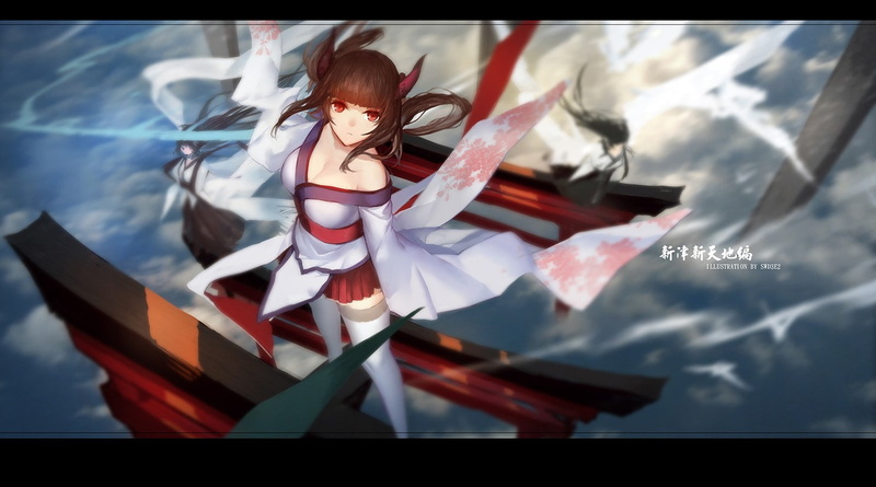 fashion, original characters, young women, digital composite, anime girls, hairstyle, indoors, lifestyles, clouds, transfer print, twintails, front view