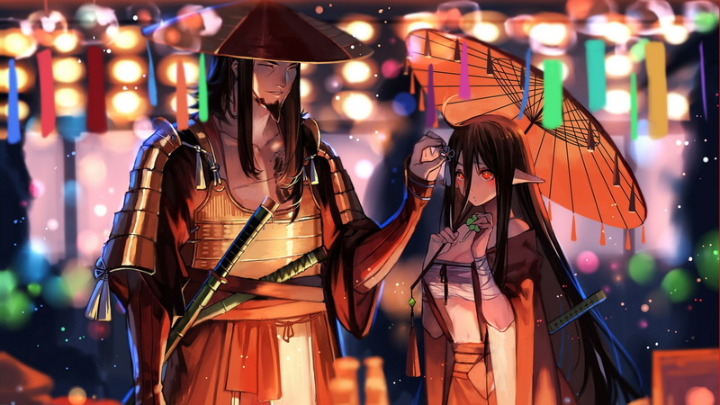 samurai, anime girls, 1080P, Pixiv Fantasia T