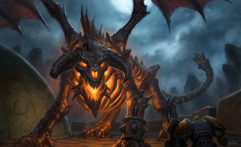 motion, architecture, burning, fire - natural phenomenon, animal, 720P, world of warcraft the burning crusade, animal themes, dark, accidents and disasters