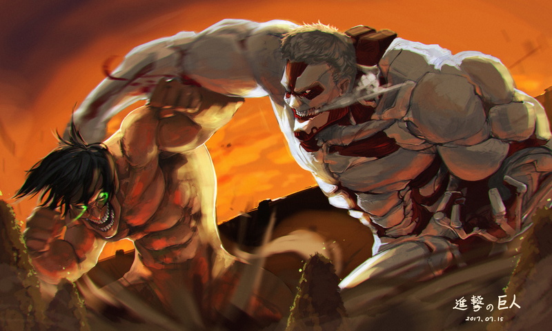 Armored Titan, Eren Yeager, Attack On Titan, Reiner Braun, Anime, 4K